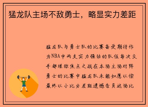 猛龙队主场不敌勇士，略显实力差距